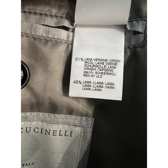 Brunello Cucinelli Navy and Light Blue Wool Blend Plaid Jacket - Picture 8 of 11